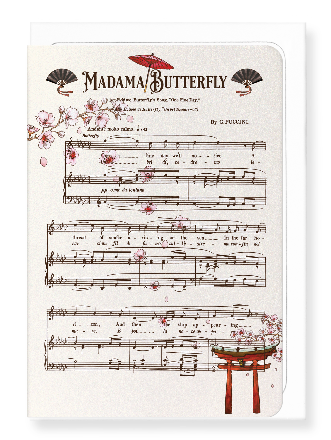 Ezen Designs - Madama Butterfly Music Score (1904) - Greeting Card - Front