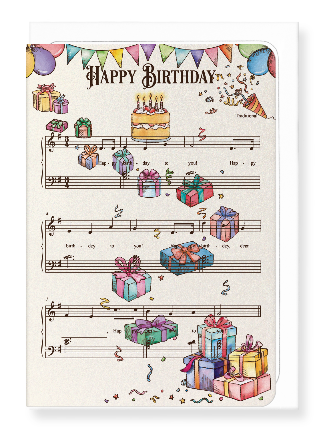 Ezen Designs - Birthday Music Score - Greeting Card - Front
