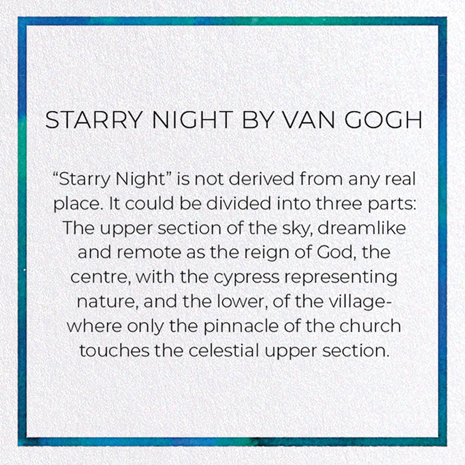 STARRY NIGHT BY VAN GOGH