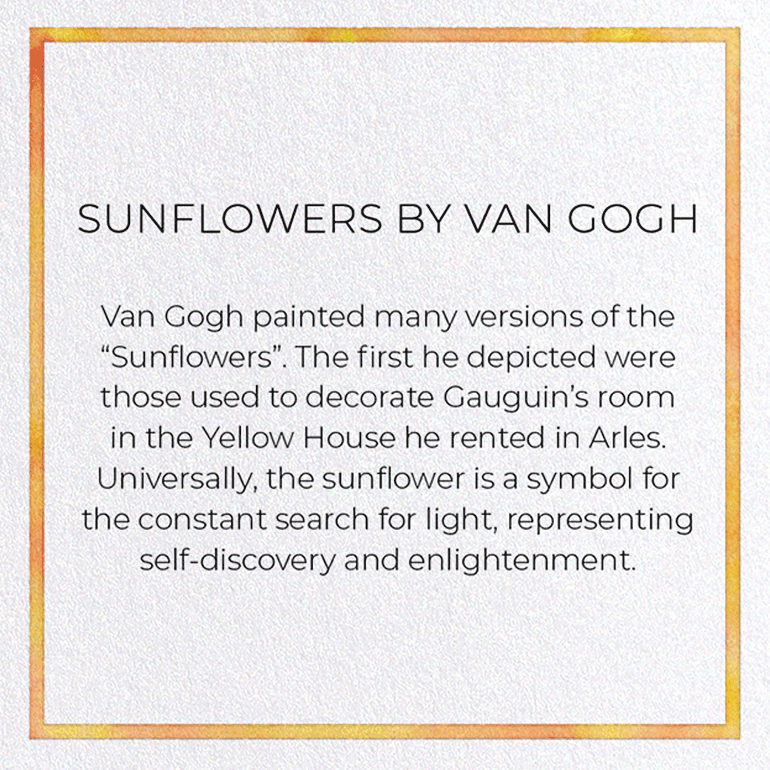 SUNFLOWERS BY VAN GOGH