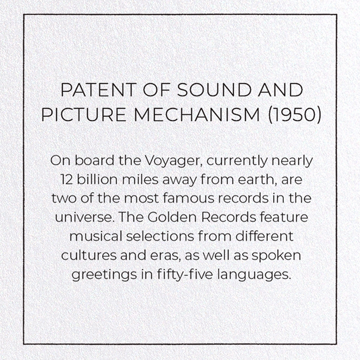 PATENT OF SOUND AND PICTURE MECHANISM (1950)