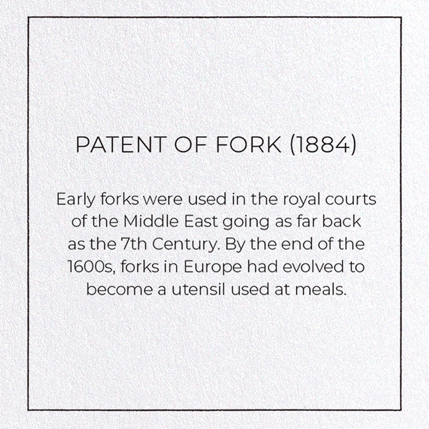 PATENT OF FORK (1884)