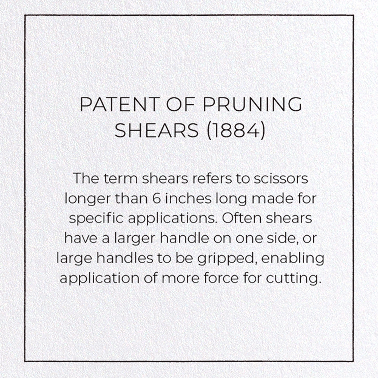 PATENT OF PRUNING SHEARS (1884)