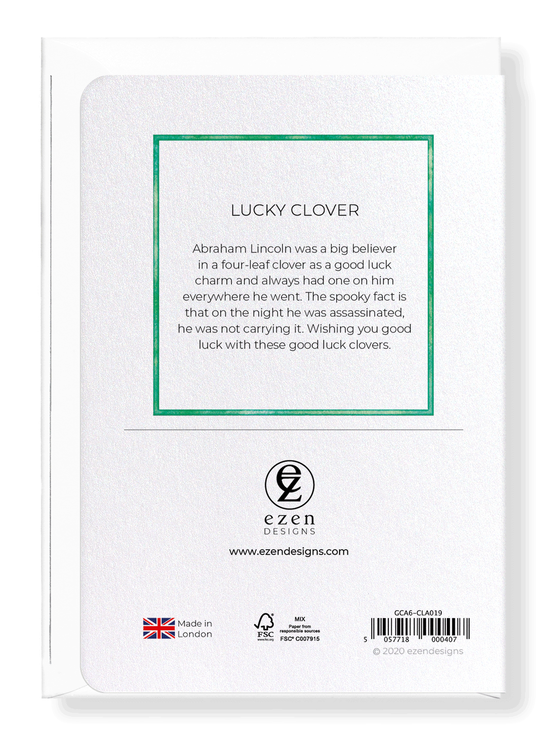 Ezen Designs - Lucky clover - Greeting Card - Back