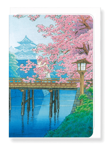 Ezen Designs - Castle and cherry blossoms - Greeting Card - Front