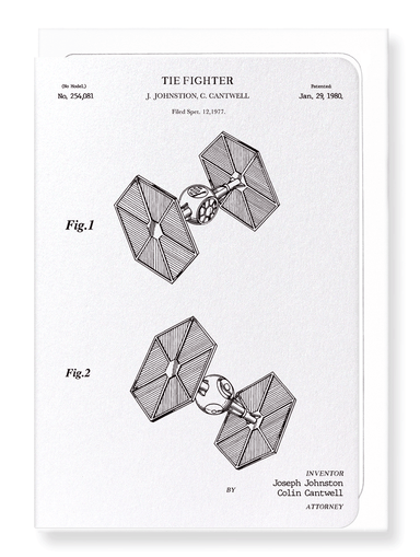 Ezen Designs - Patent of tie fighter (1980) - Greeting Card - Front