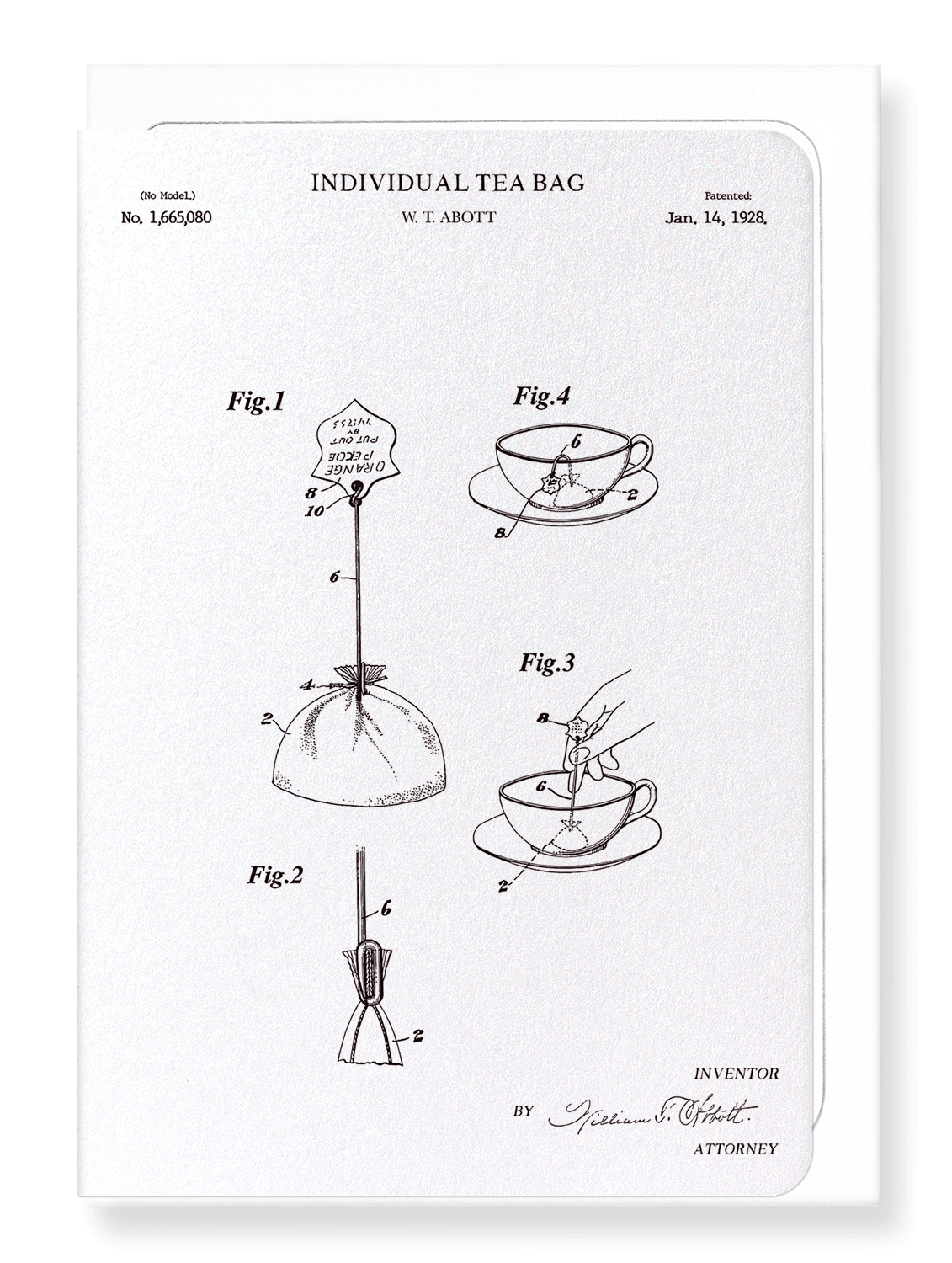 Ezen Designs - Patent of individual tea bag (1928) - Greeting Card - Front