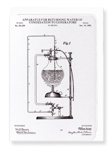 Ezen Designs - Patent of Apparatus for returning water of condesation to generators (1888) - Greeting Card - Front