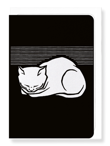 Ezen Designs - Sleeping cat (1917) in white - Greeting Card - Front
