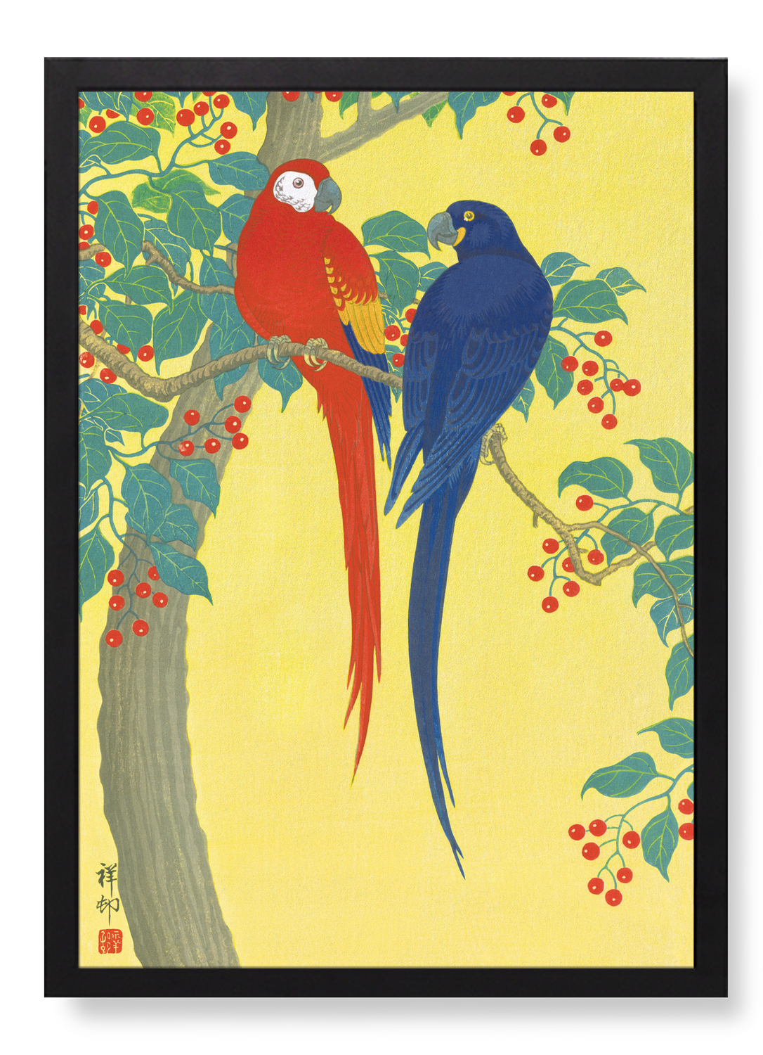 TWO PARROTS AND BERRIES (C.1910)