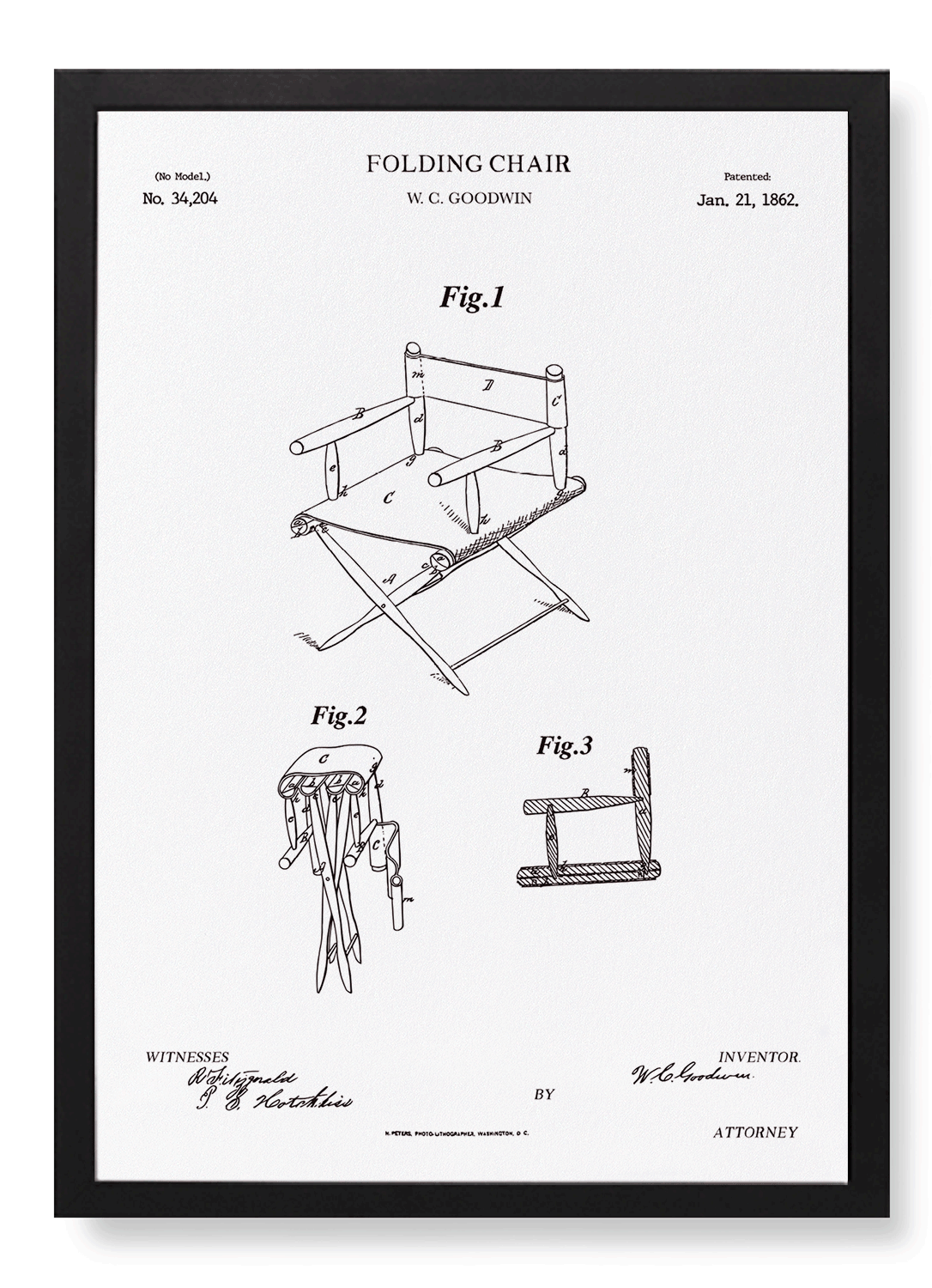 PATENT OF FOLDING CHAIR (1862)