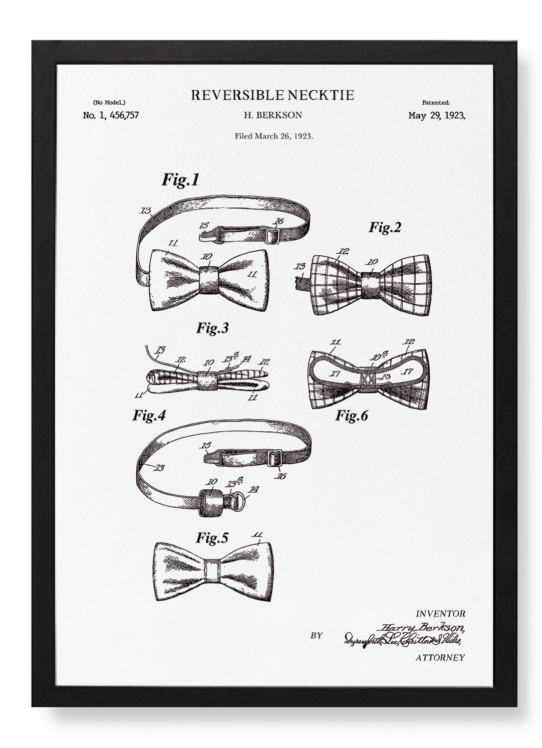 PATENT OF REVERSIBLE BOW TIE (1923)