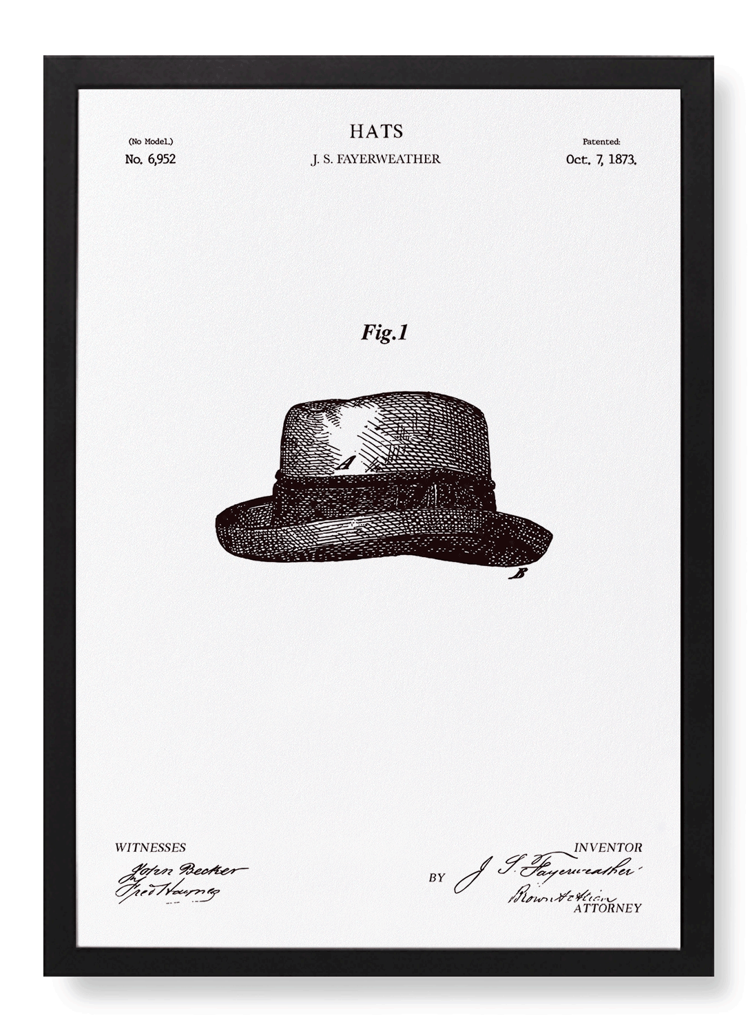 PATENT OF HATS (1873)
