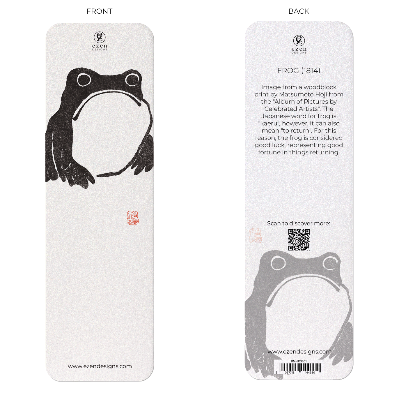 7 Bookmarks - Japanese Ezen Frog Designs