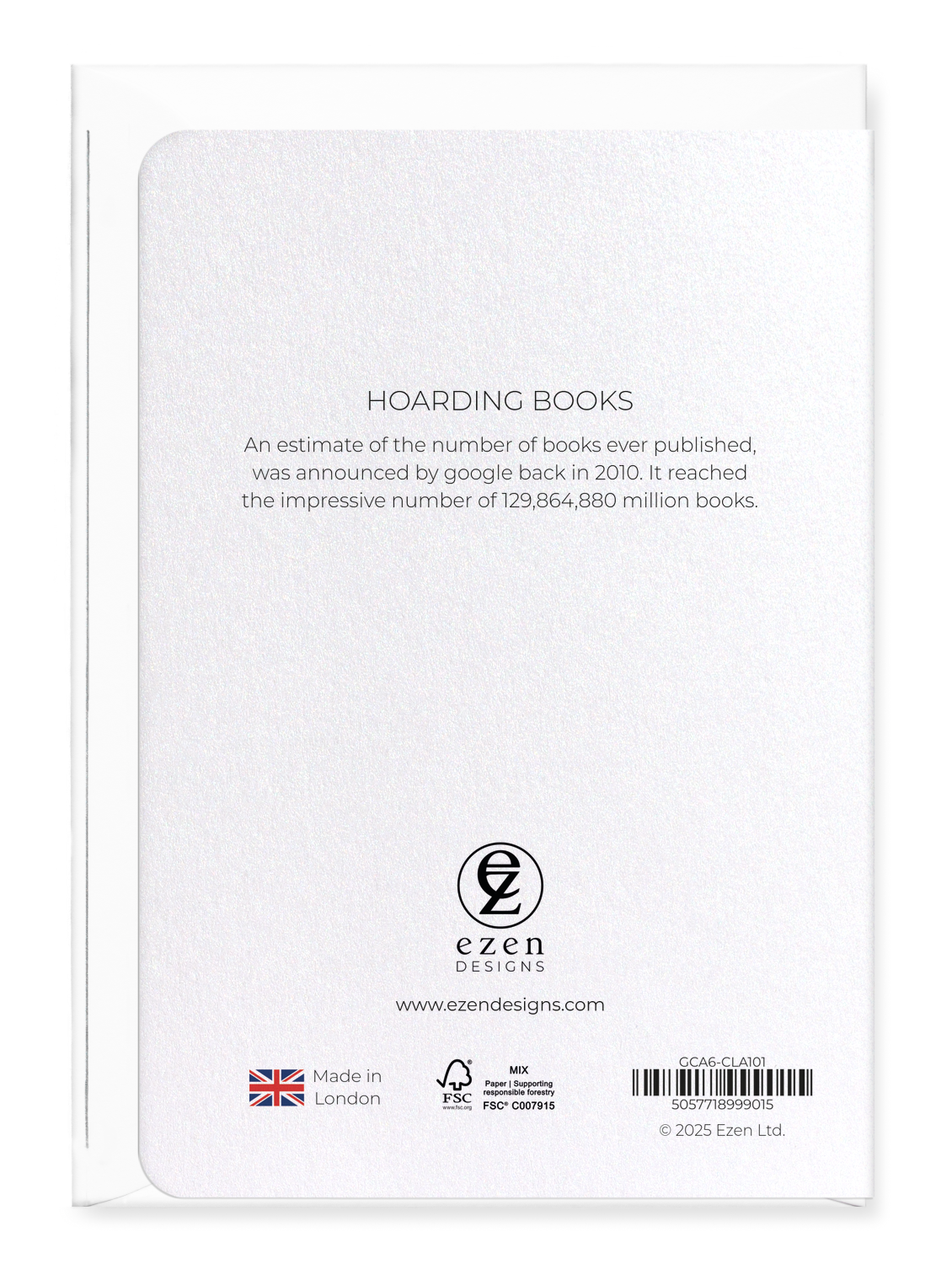 Ezen Designs - Hoarding books - Greeting Card - Back