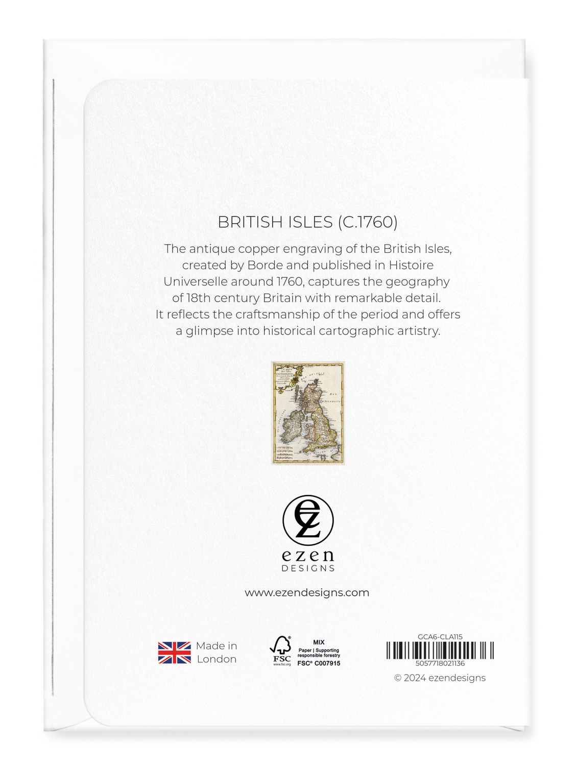 Ezen Designs - British isles (c.1760) - Greeting Card - Back