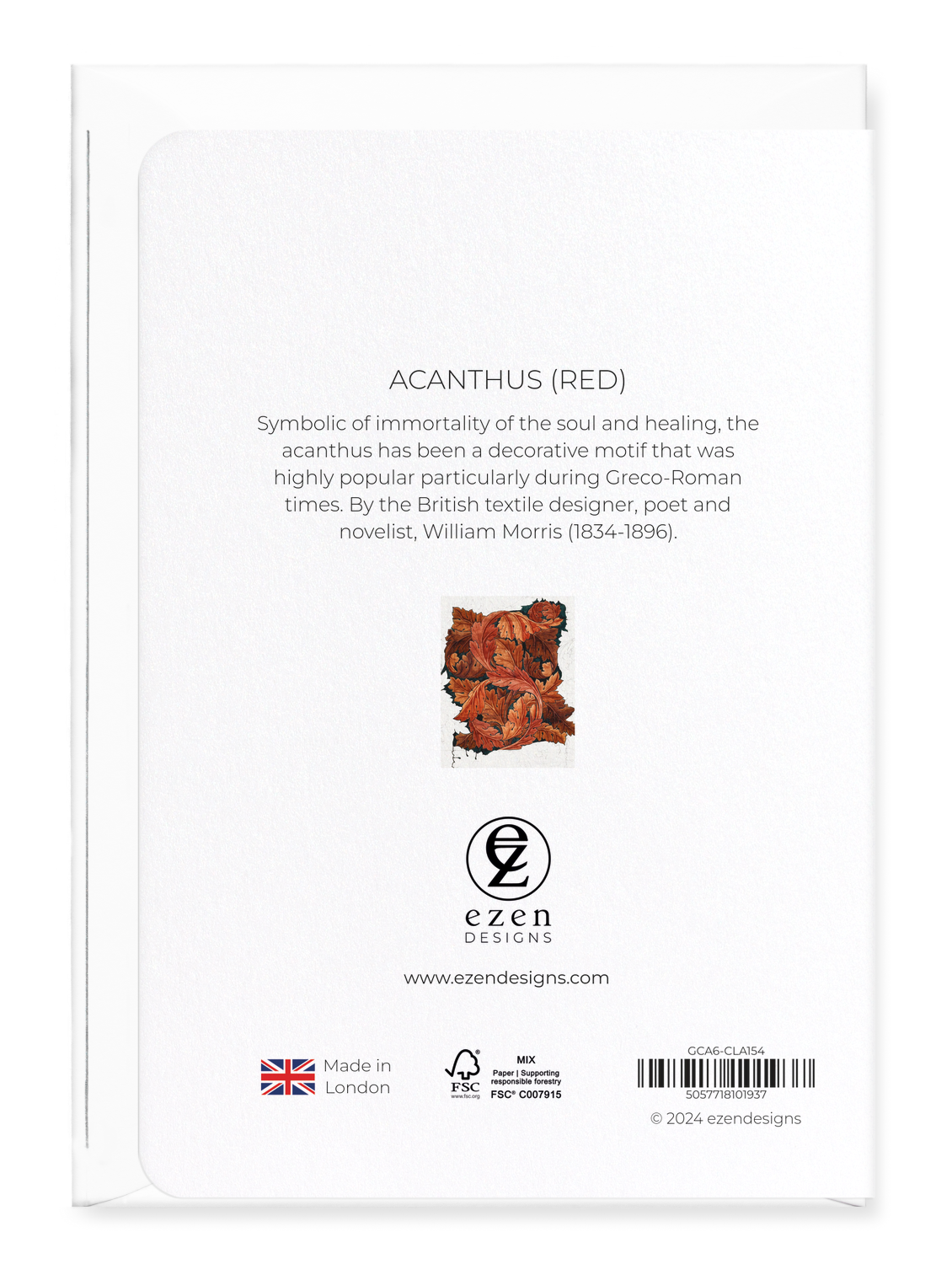 Ezen Designs - Acanthus (Red) - Greeting Card - Back