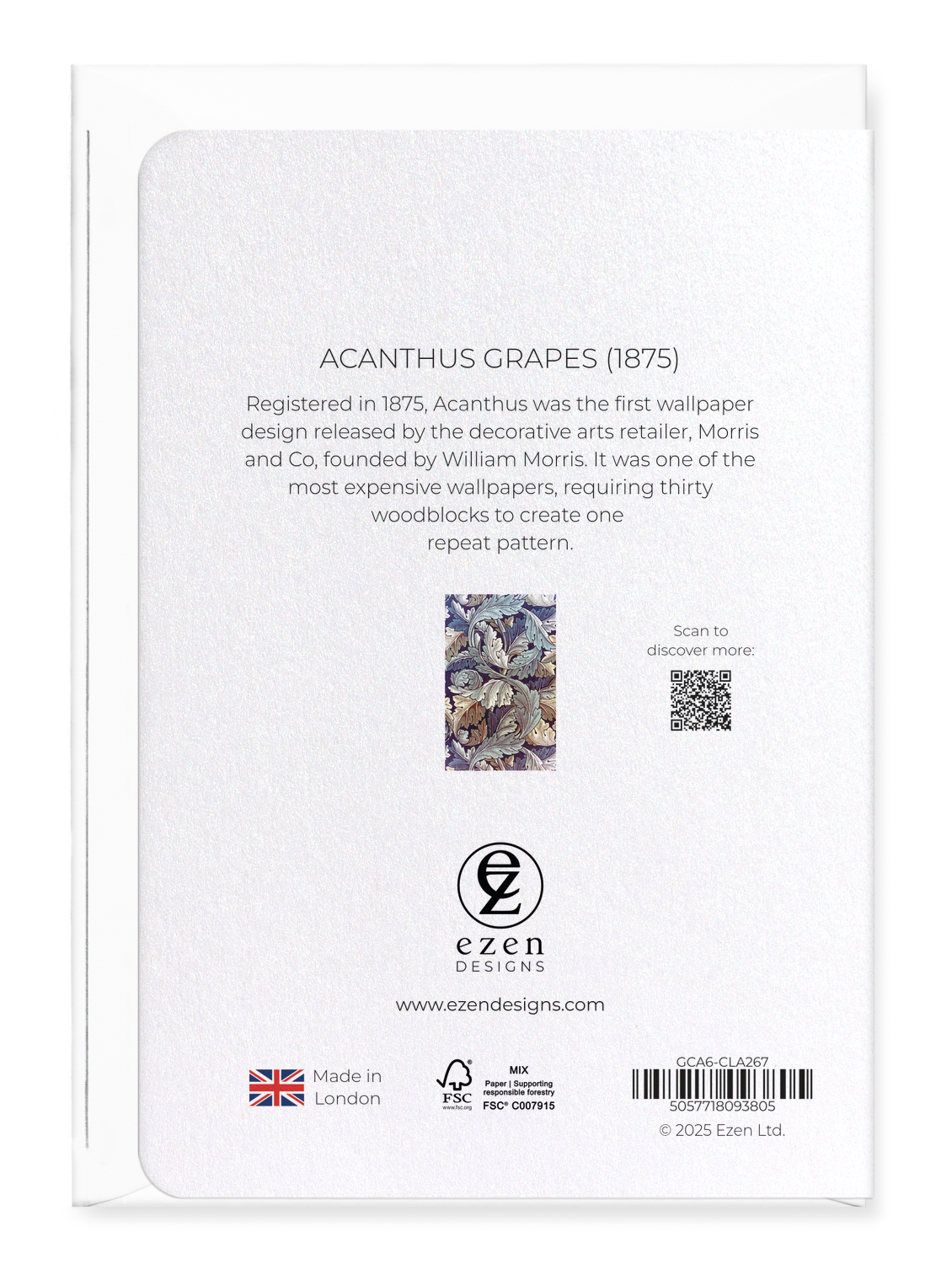 Ezen Designs - Acanthus grapes (1875) - Greeting Card - Back