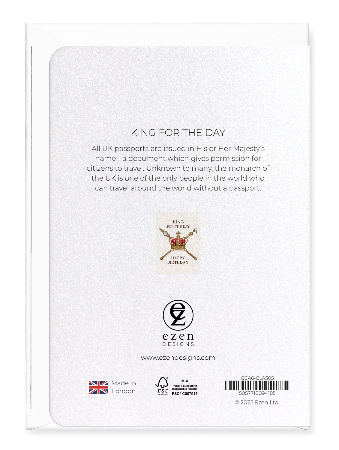 Ezen Designs - King for the day - Greeting Card - Back