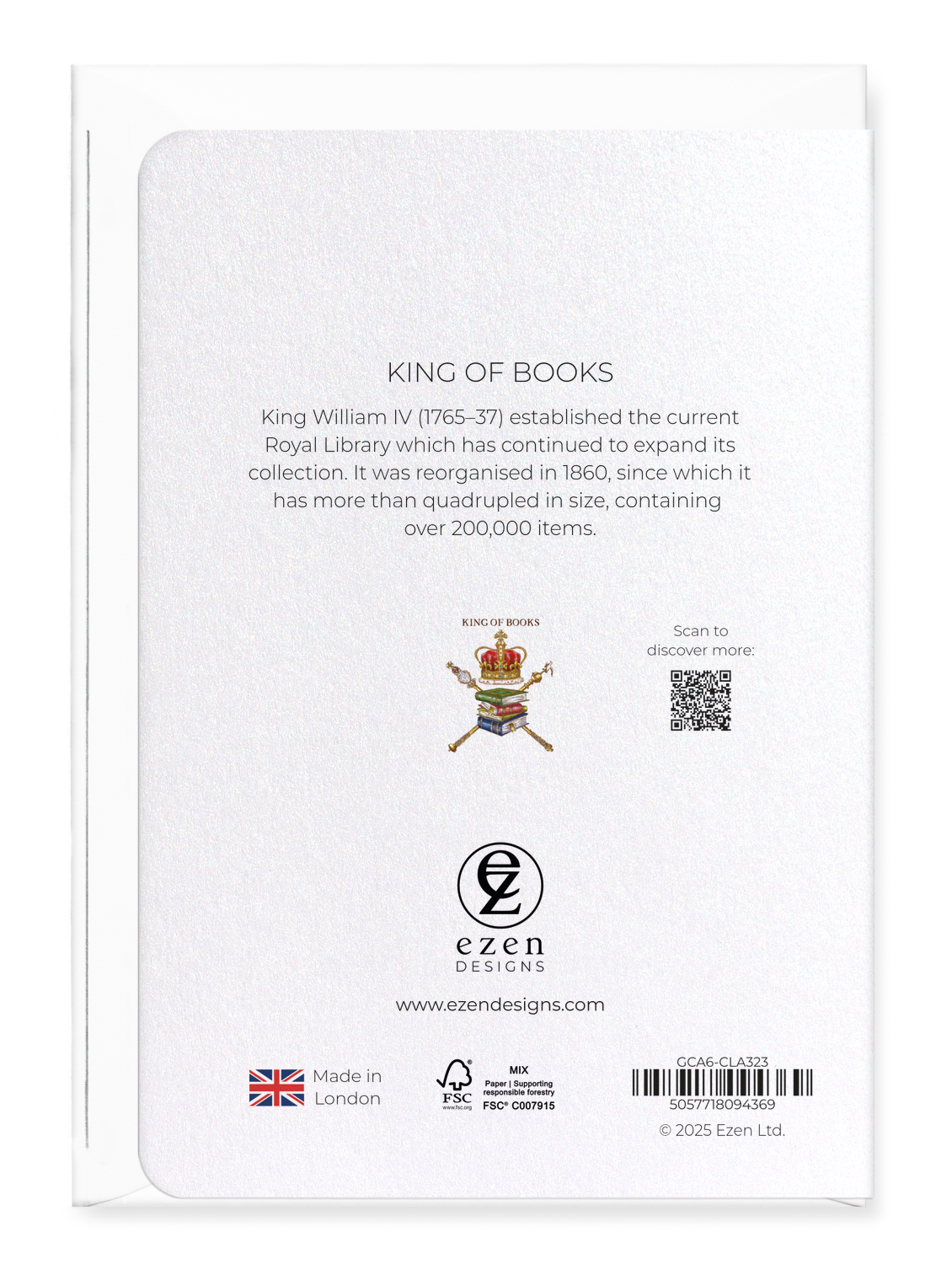 Ezen Designs - King of Books - Greeting Card - Back
