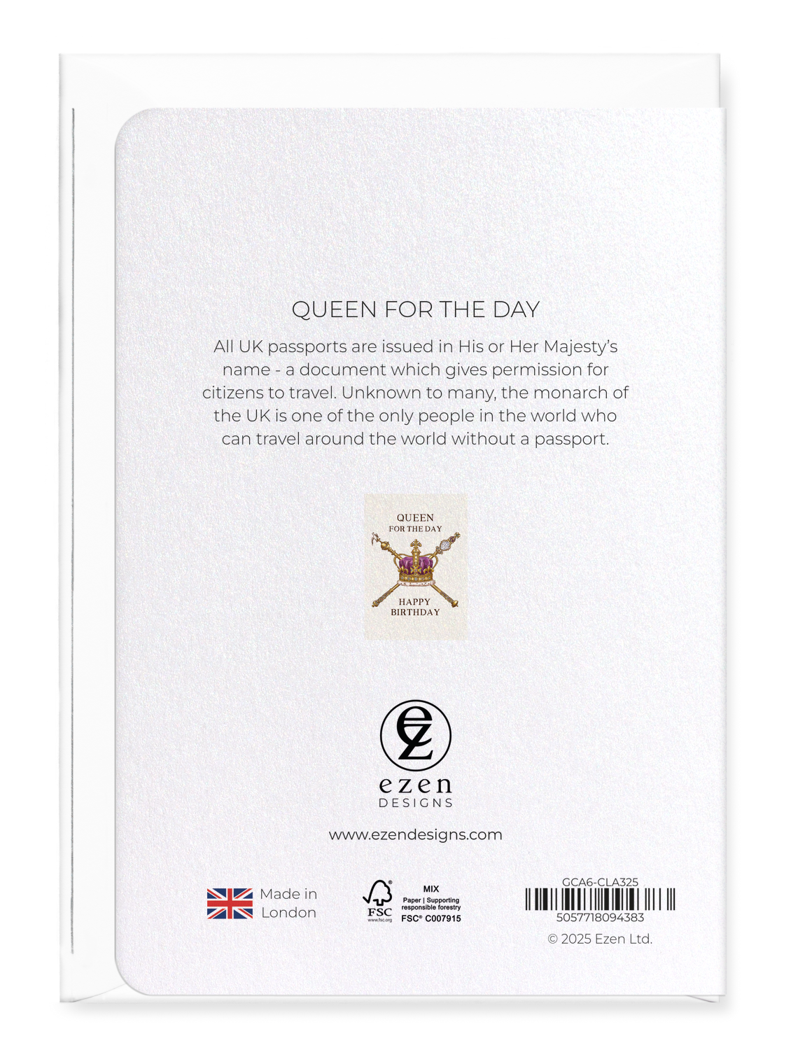 Ezen Designs - Queen for the day - Greeting Card - Back