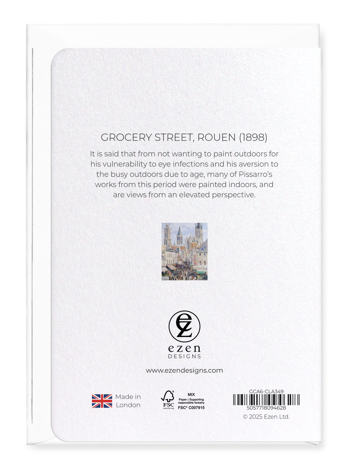 Ezen Designs - Grocery Street, Rouen (1898) - Greeting Card - Back