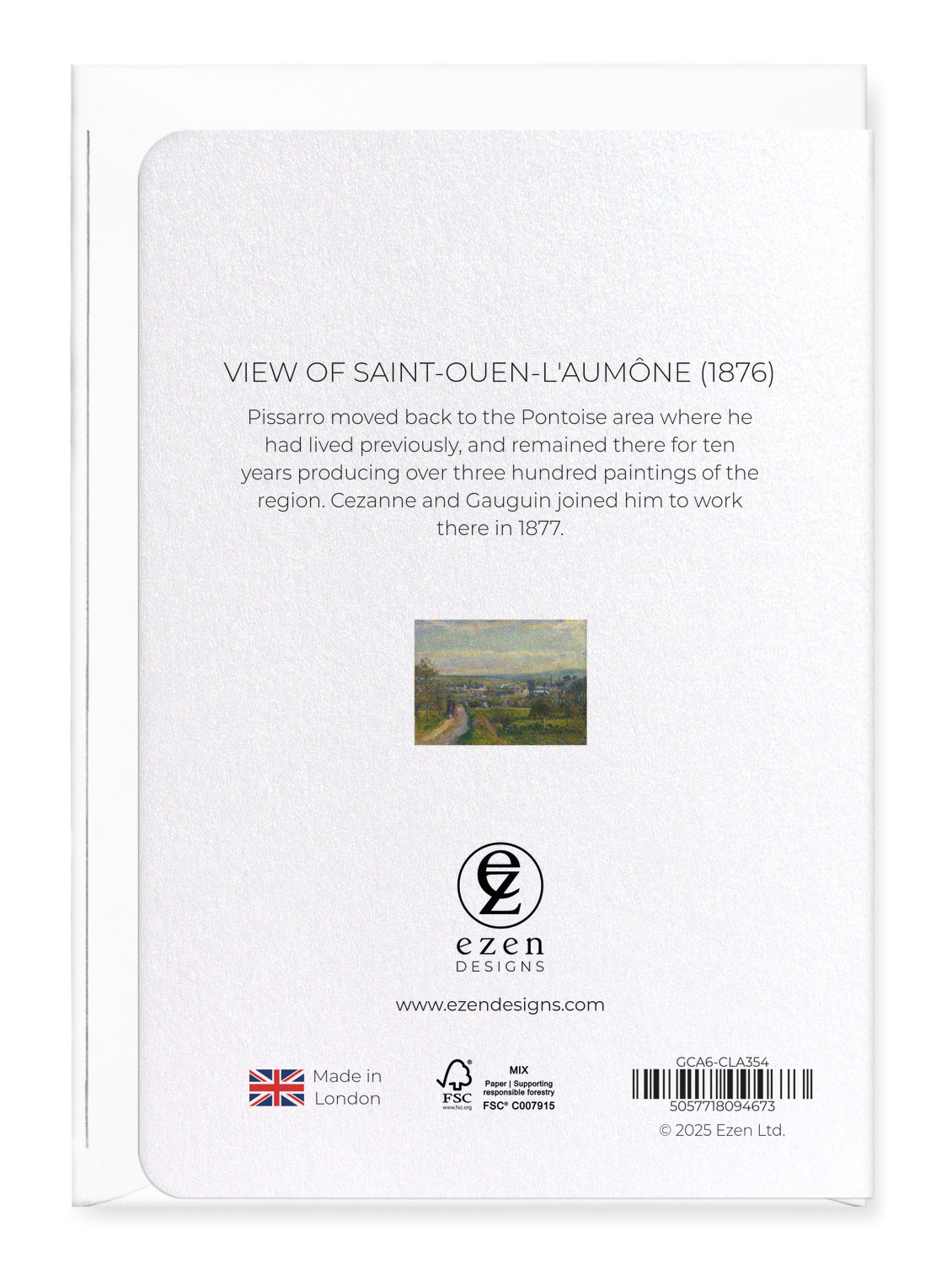 Ezen Designs - View of Saint-Ouen-l'Aumône (1876) - Greeting Card - Back