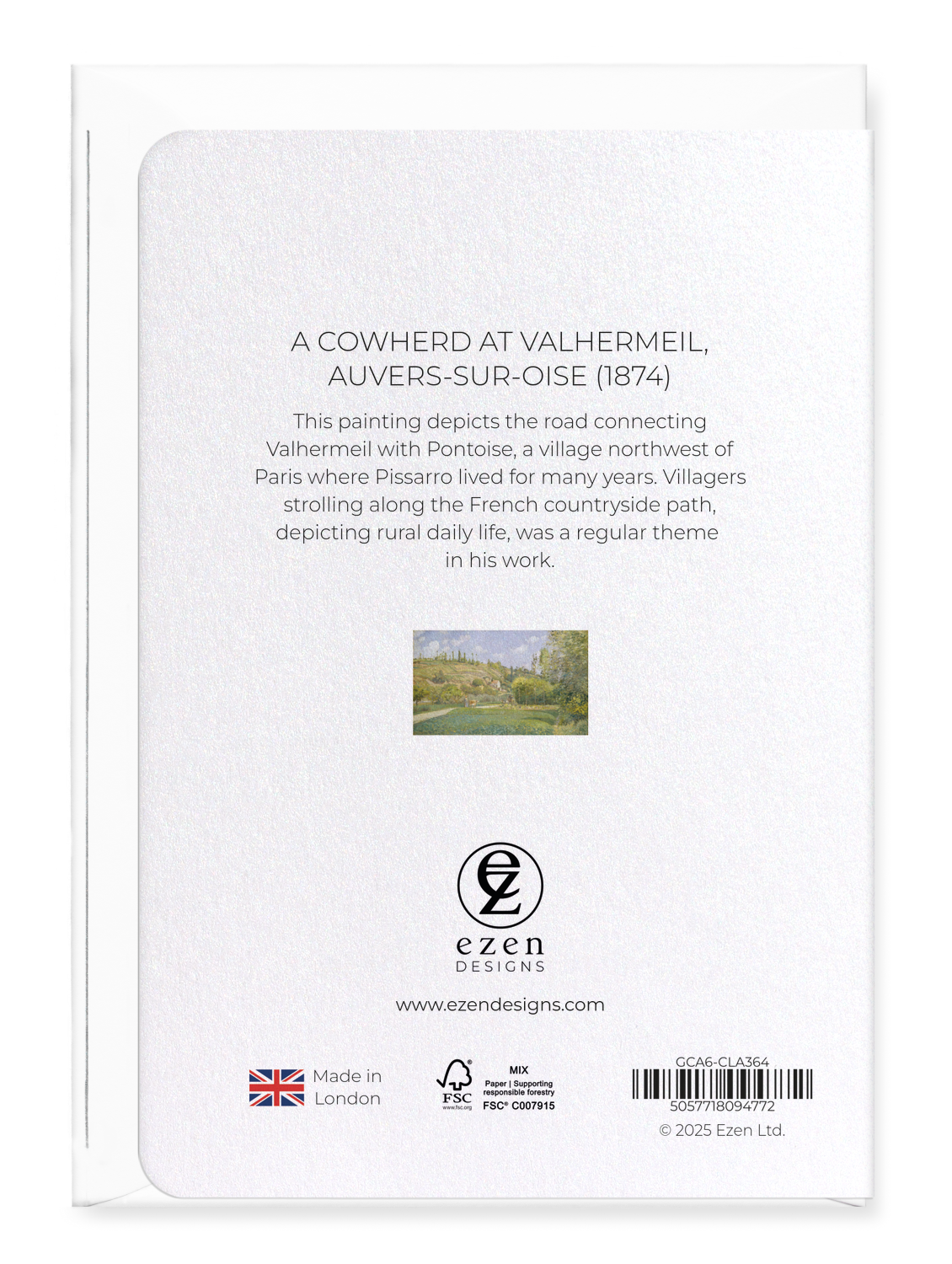 Ezen Designs - A Cowherd at Valhermeil, Auvers-sur-Oise (1874) - Greeting Card - Back
