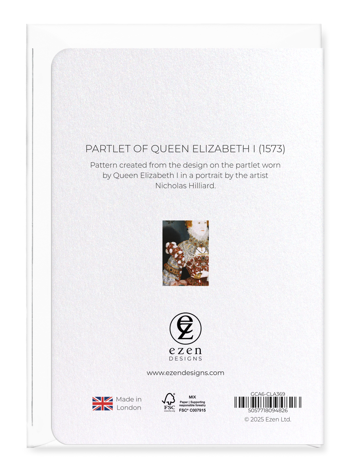 Ezen Designs - Partlet of Queen Elizabeth I (1573) - Greeting Card - Back