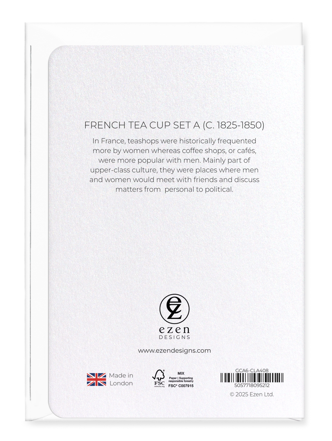 Ezen Designs - French Tea Cup Set A (c. 1825-1850) - Greeting Card - Back