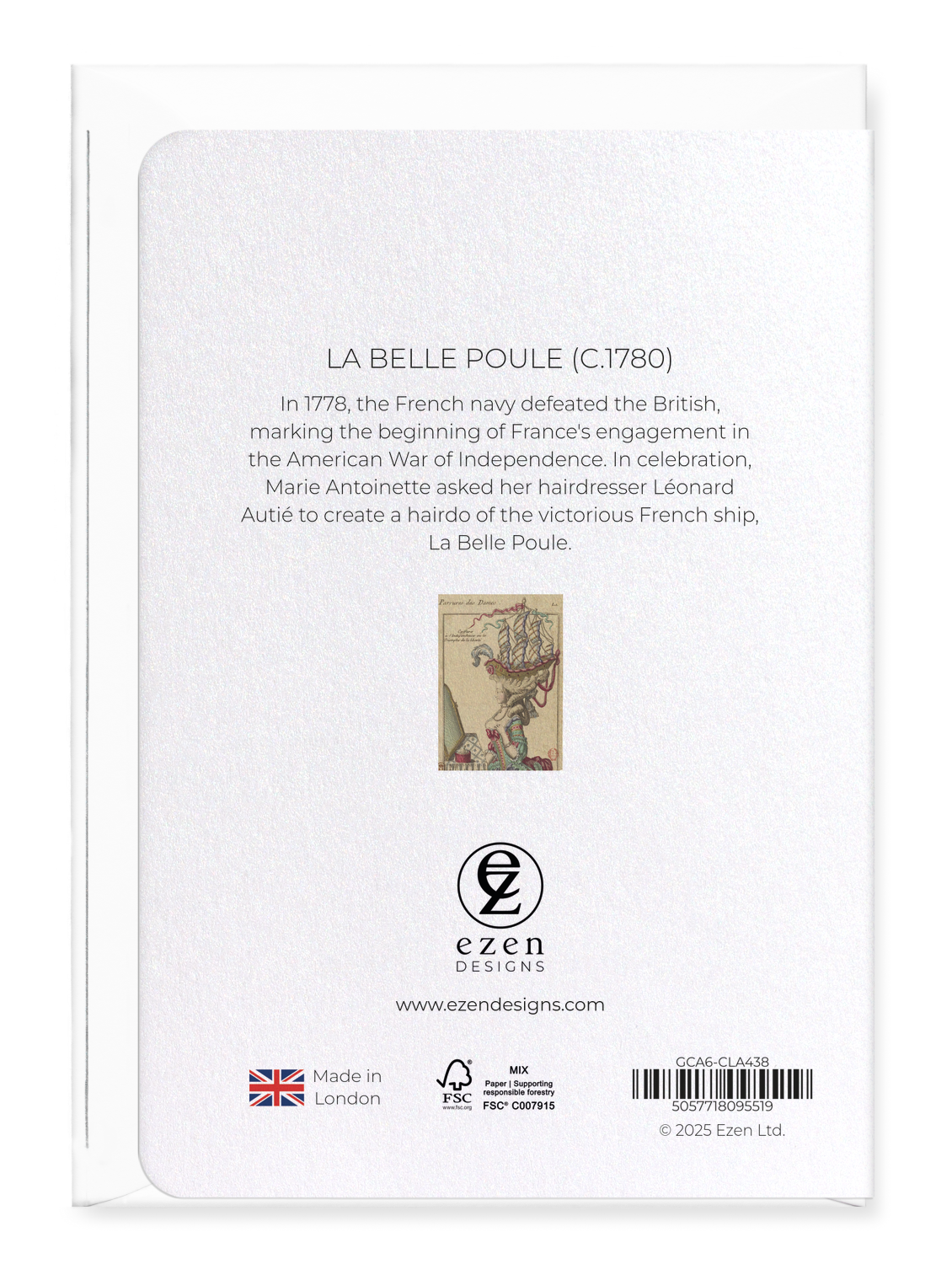 Ezen Designs - La Belle Poule (c.1780) - Greeting Card - Back