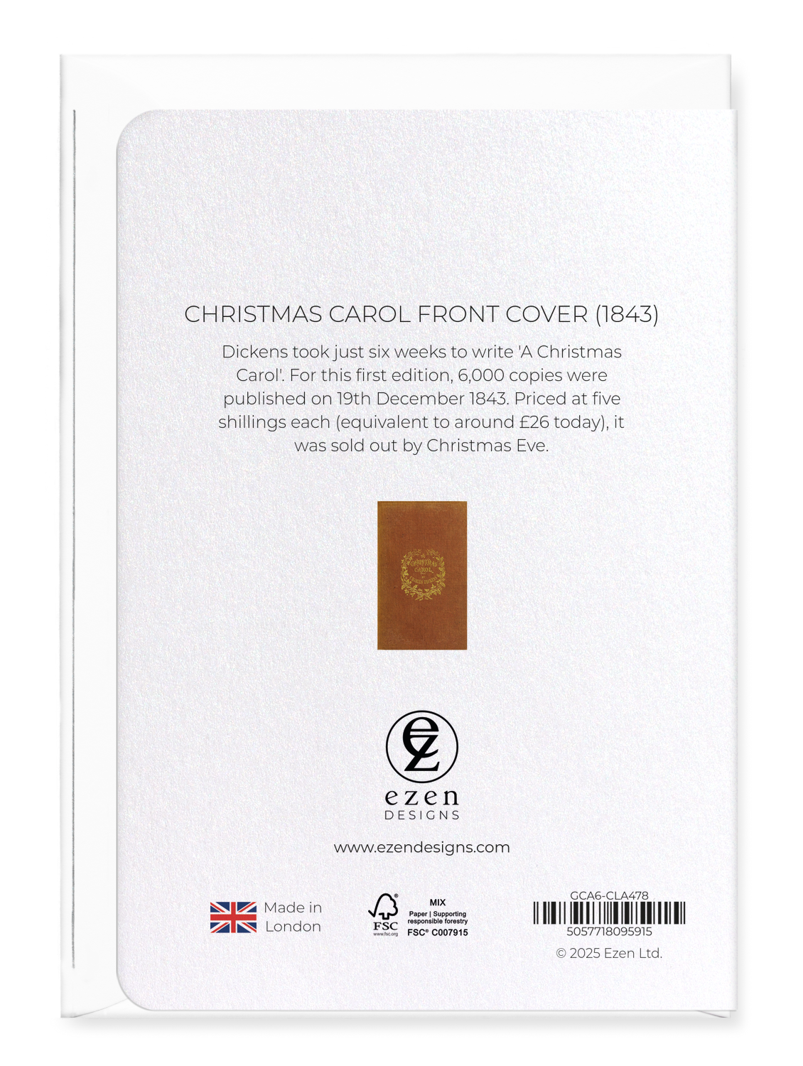 Ezen Designs - Christmas Carol Front Cover (1843) - Greeting Card - Back