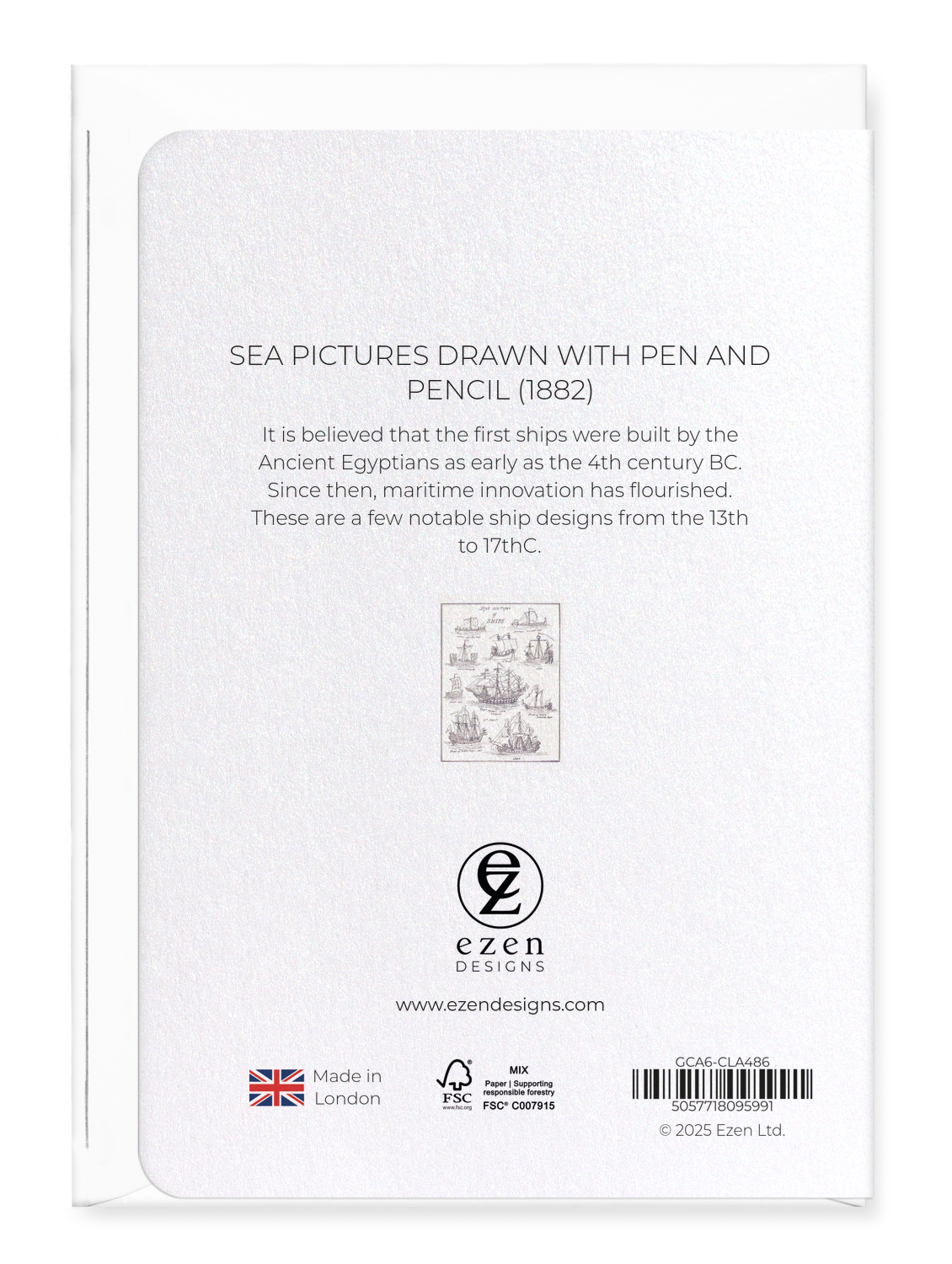Ezen Designs - Sea Pictures Drawn with Pen and Pencil (1882) - Greeting Card - Back