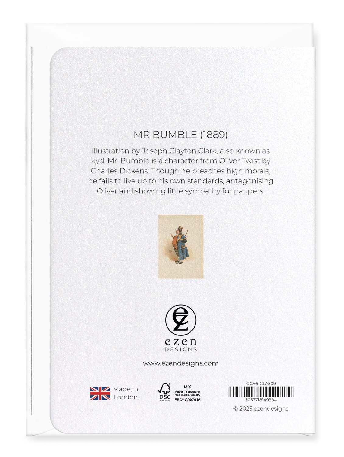 Ezen Designs - Mr Bumble (1889) - Greeting Card - Back