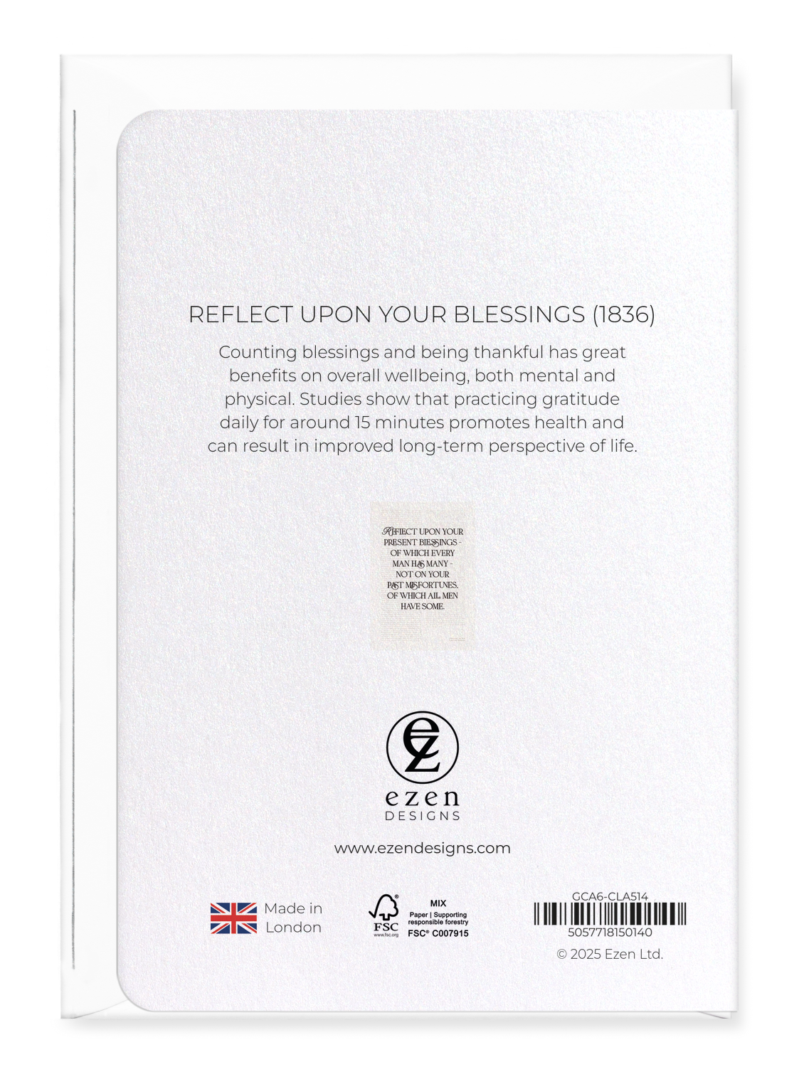 Ezen Designs - Reflect Upon Your Blessings (1836) - Greeting Card - Back