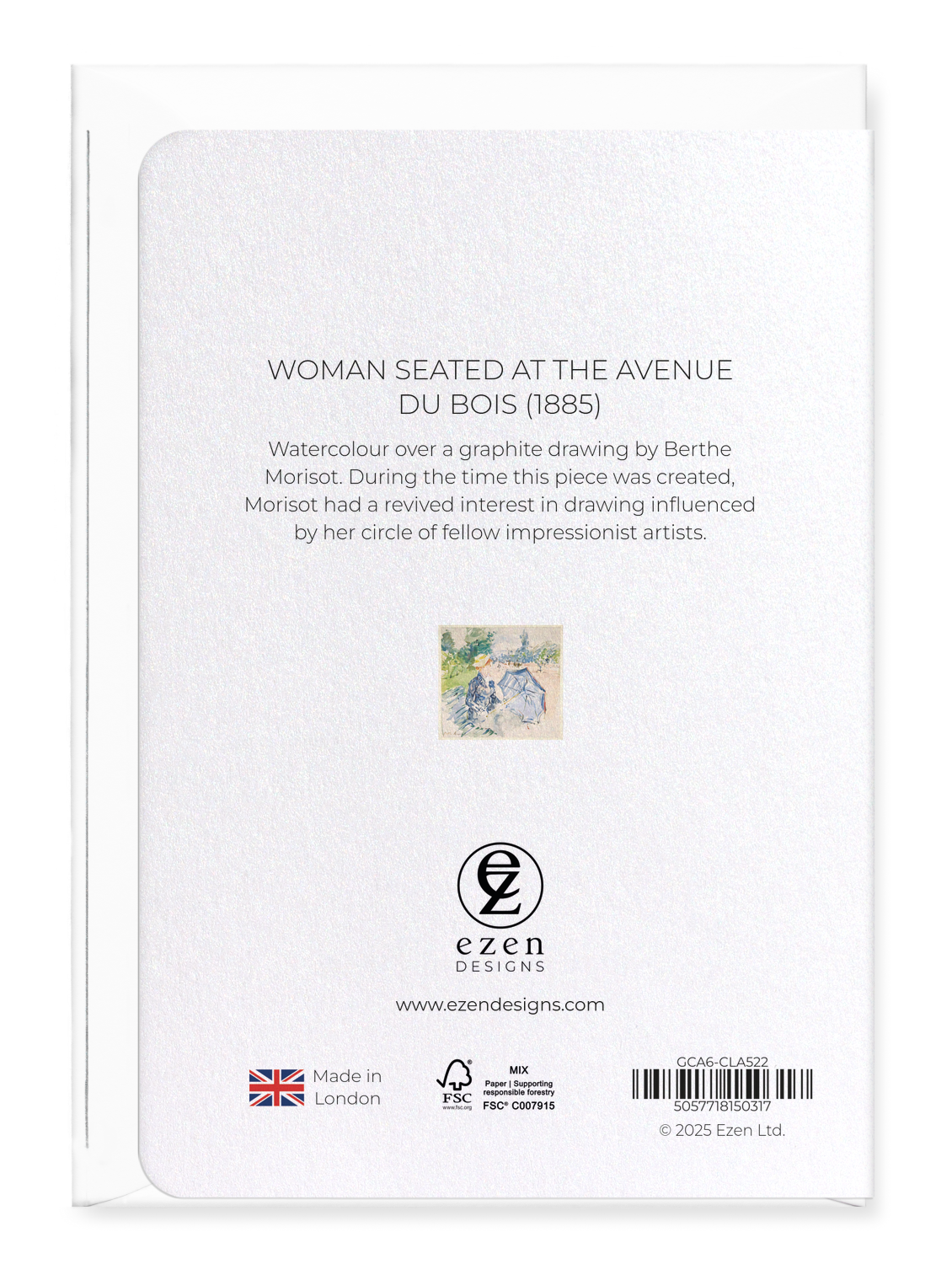 Ezen Designs - Woman Seated at the Avenue du Bois (1885) - Greeting Card - Back