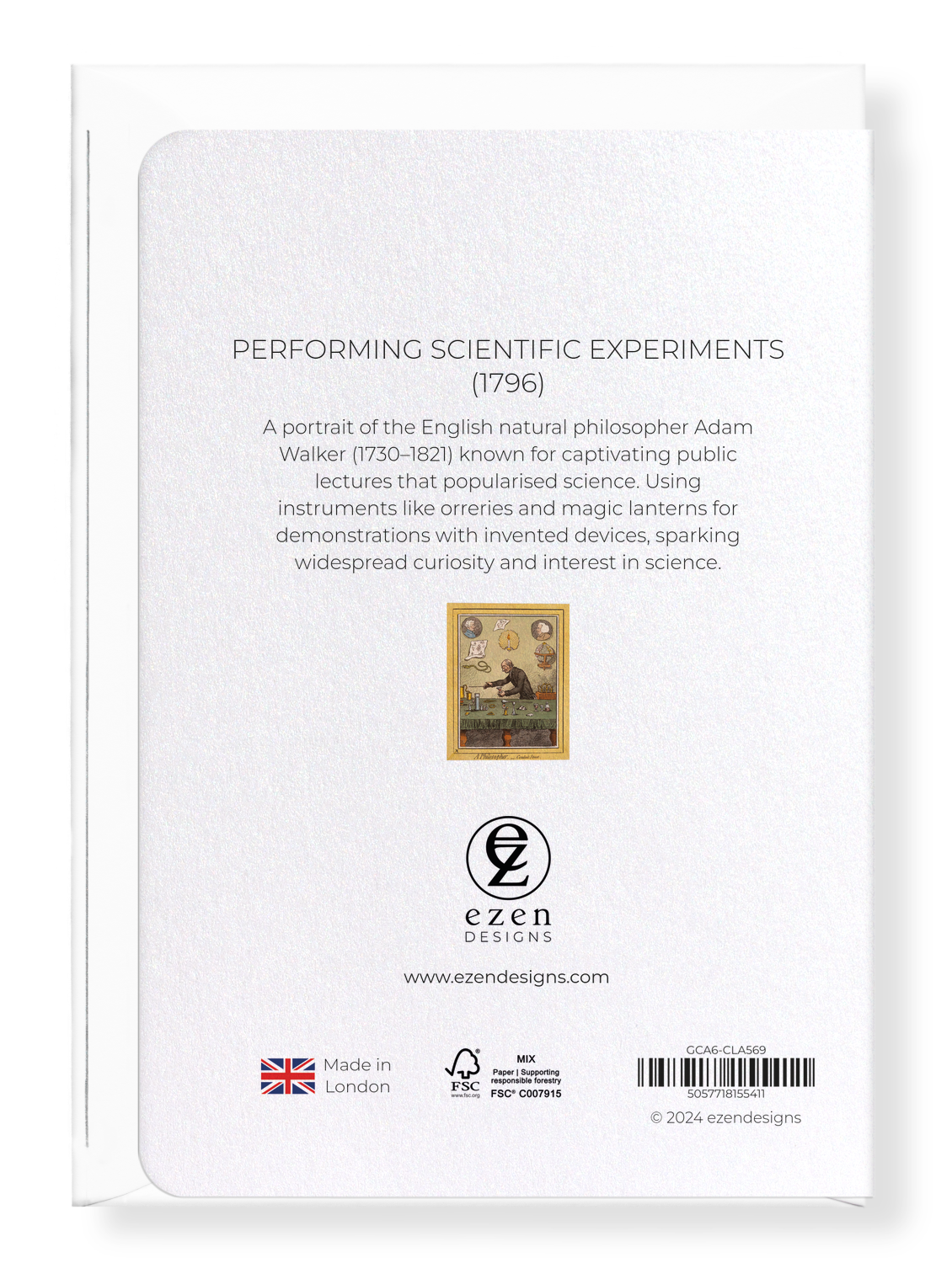 Ezen Designs - Performing scientific experiments (1796) - Greeting Card - Back