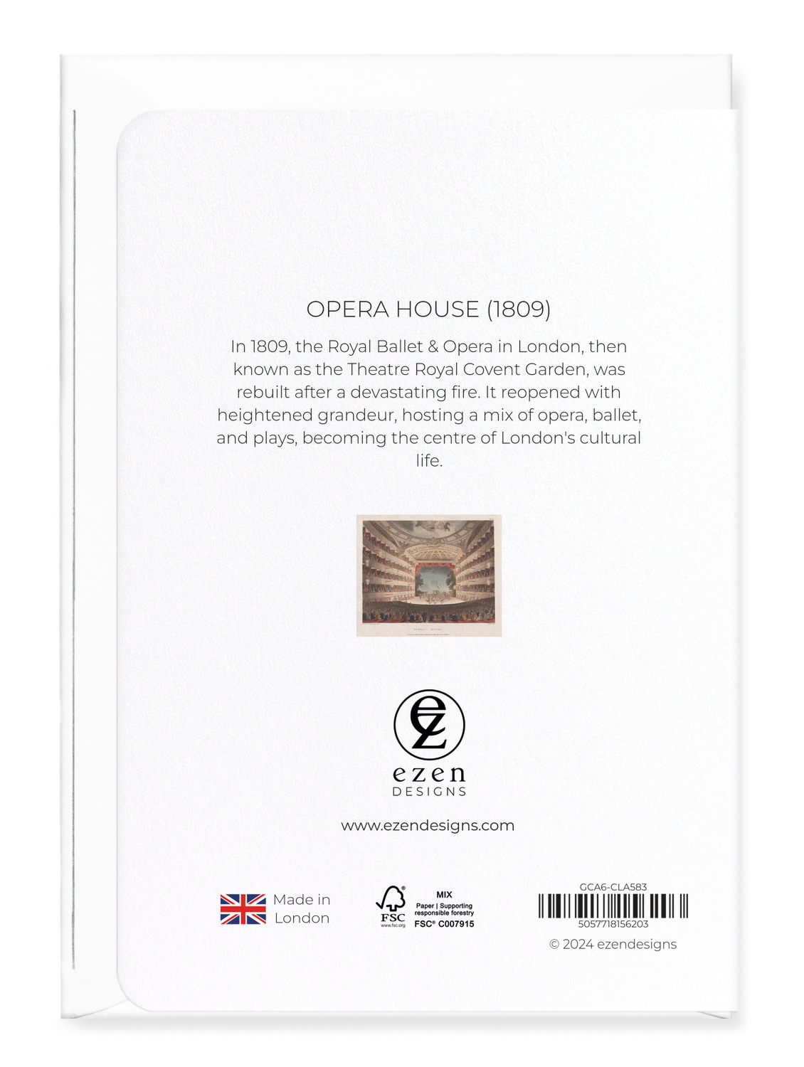 Ezen Designs - Opera House (1809) - Greeting Card - Back