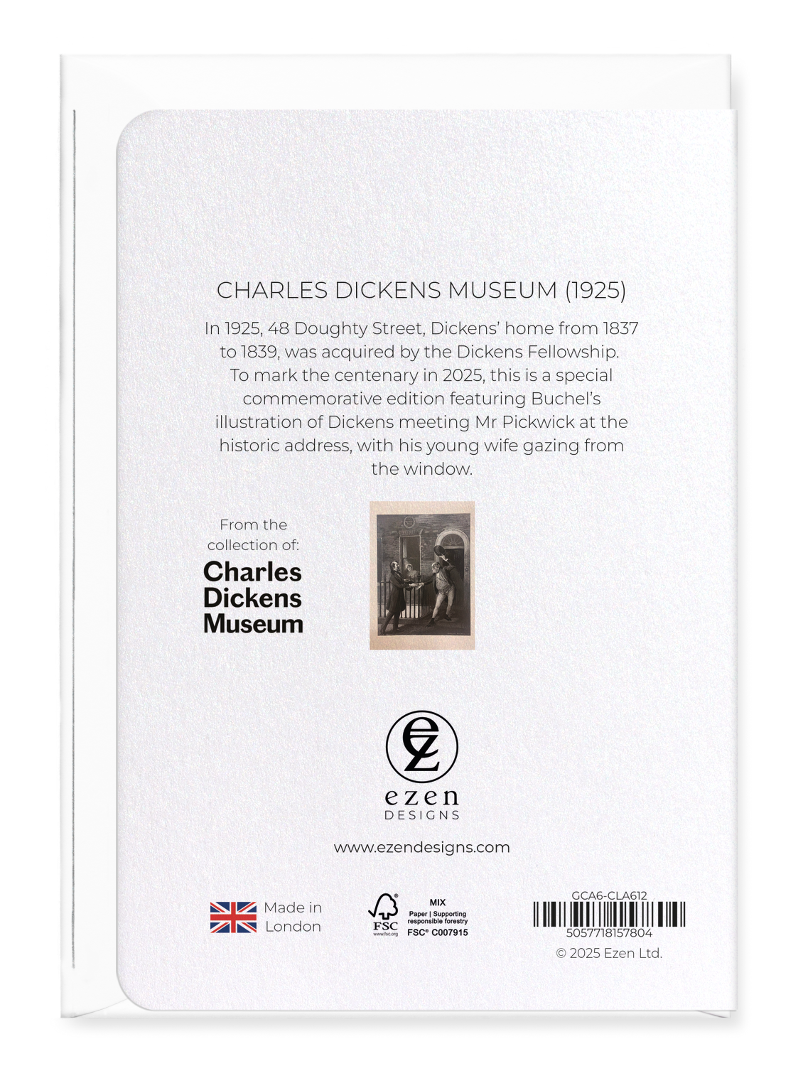 Ezen Designs - Charles Dickens Museum (1925) - Greeting Card - Back