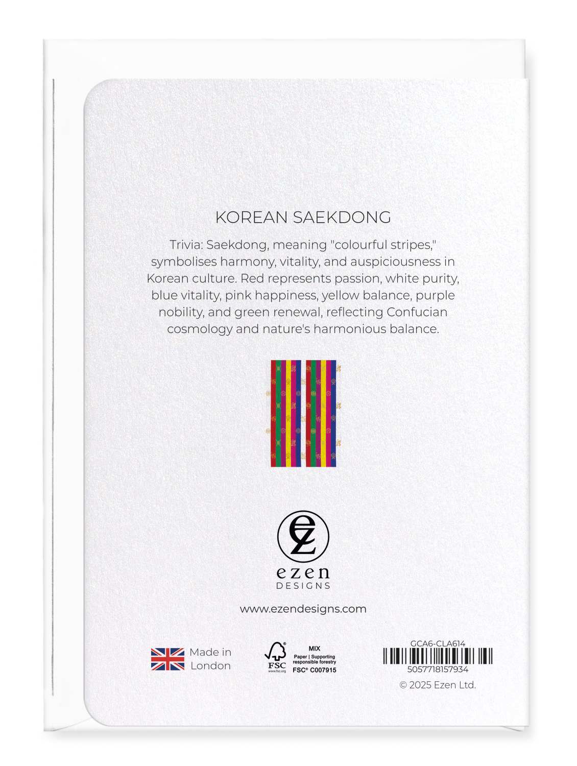 Ezen Designs - Korean Saekdong - Greeting Card - Back