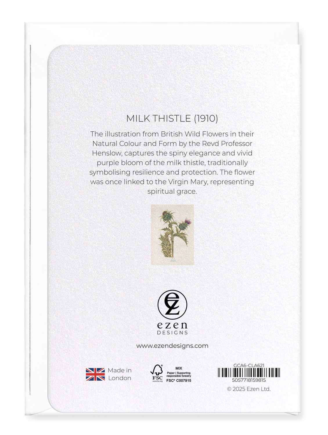 Ezen Designs - Milk Thistle (1910) - Greeting Card - Back