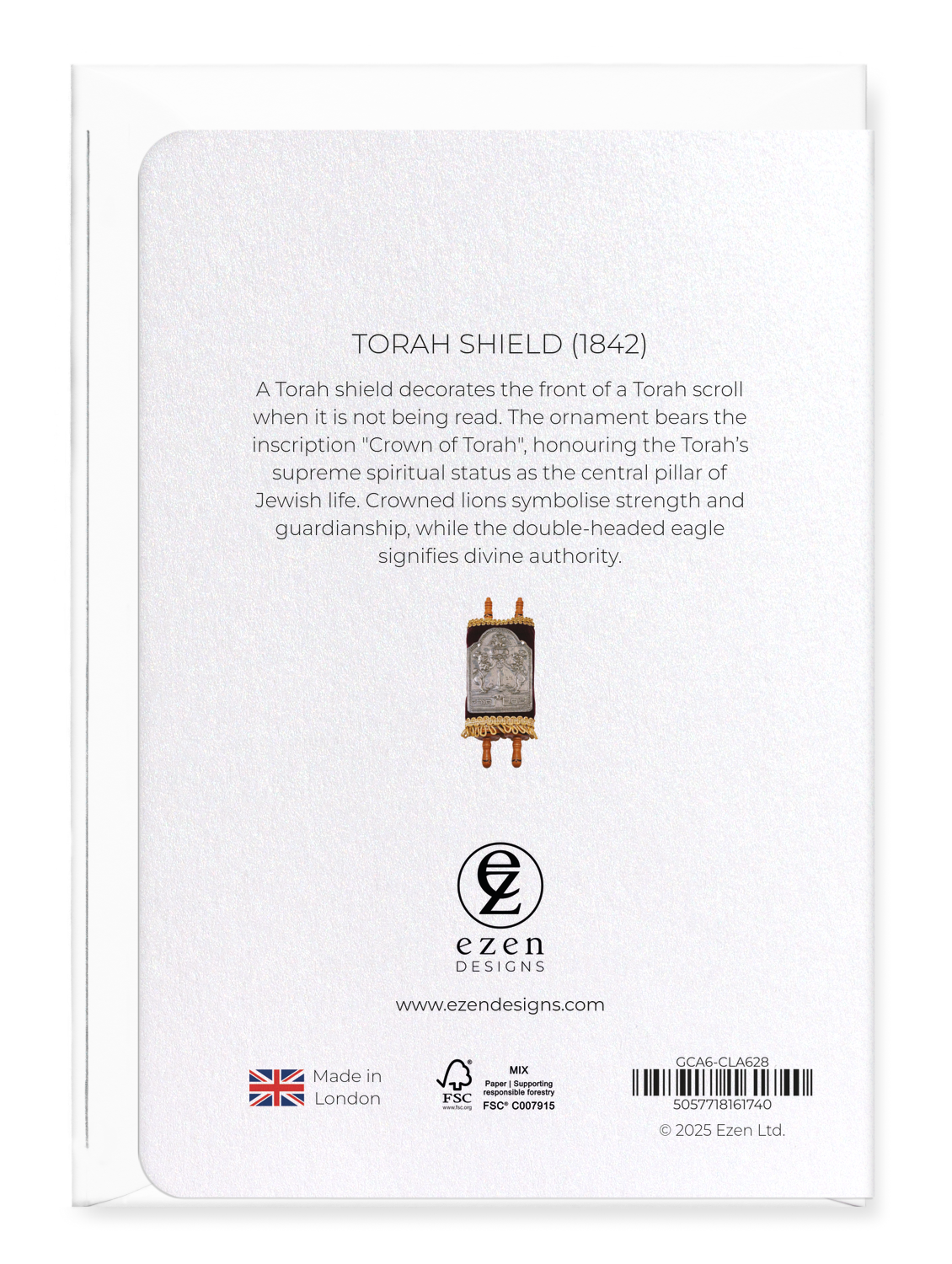 Ezen Designs - Torah Shield (1842) - Greeting Card - Back