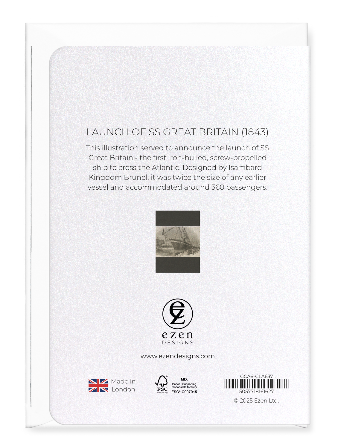 Ezen Designs - Launch of SS Great Britain (1843) - Greeting Card - Back
