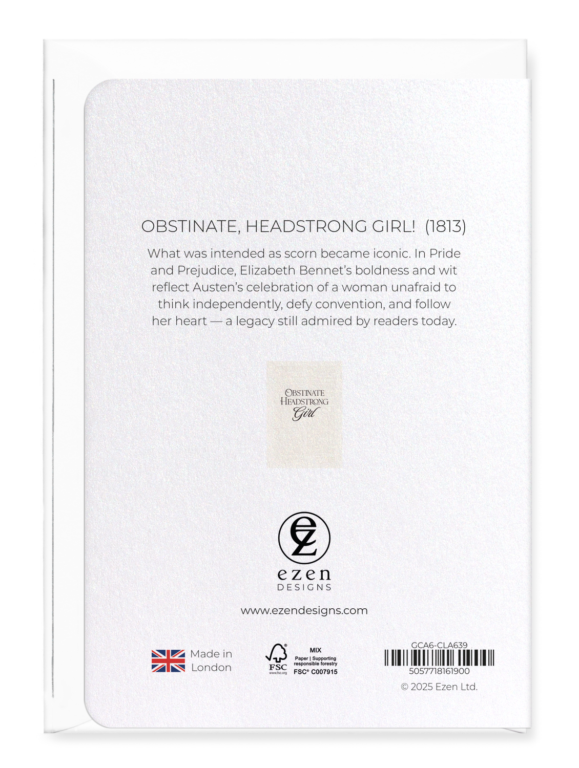 Ezen Designs - Obstinate, headstrong girl!  (1813) - Greeting Card - Back