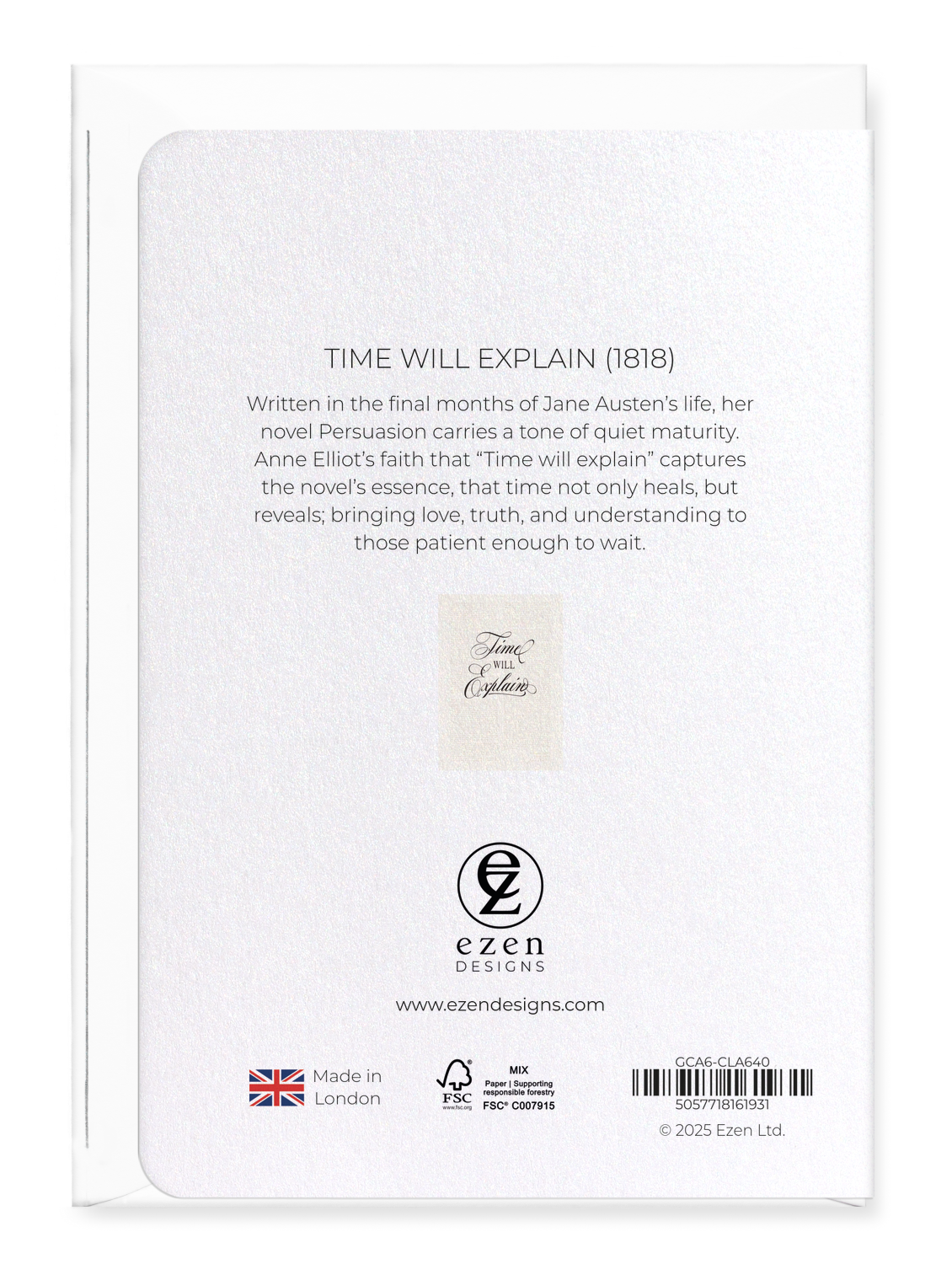 Ezen Designs - Time Will Explain (1818) - Greeting Card - Back