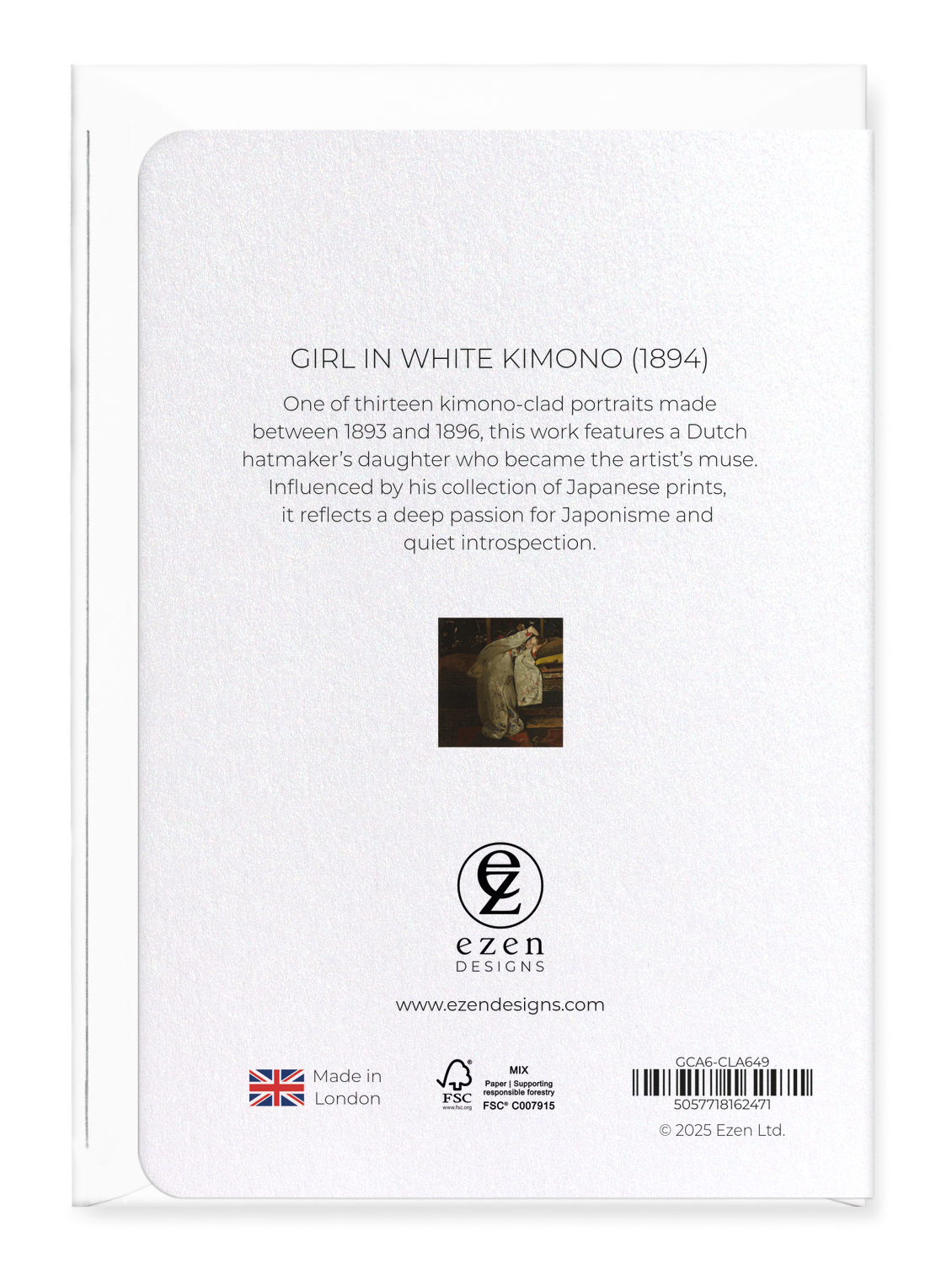 Ezen Designs - Girl in White Kimono (1894) - Greeting Card - Back