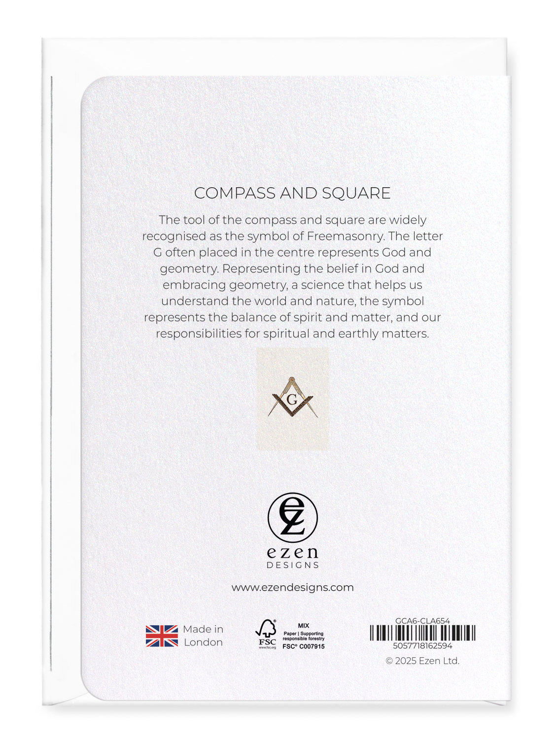 Ezen Designs - Compass and Square - Greeting Card - Back