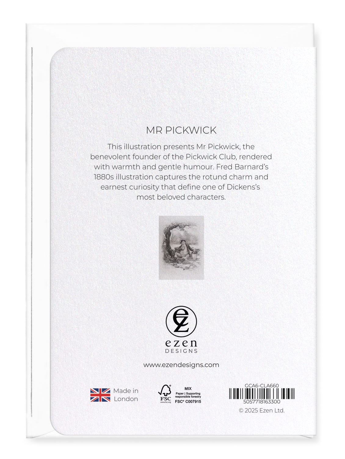 Ezen Designs - Mr Pickwick - Greeting Card - Back