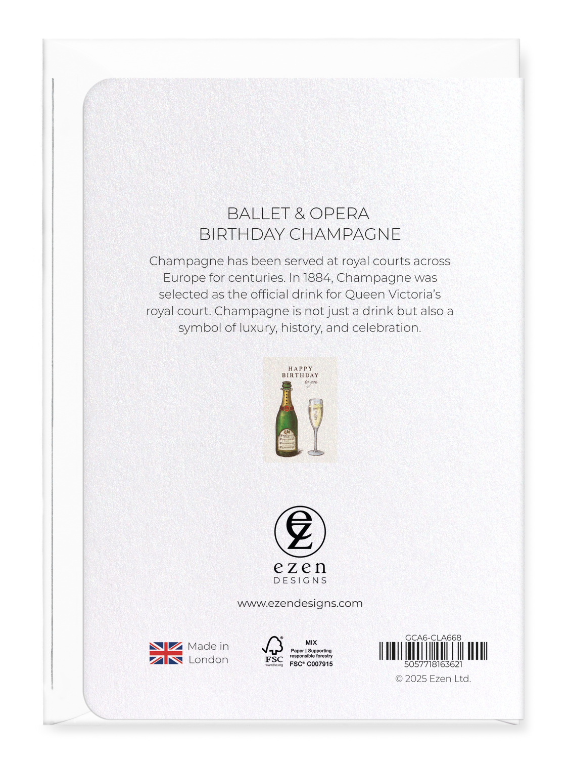 Ezen Designs - Ballet & Opera Birthday Champagne - Greeting Card - Back