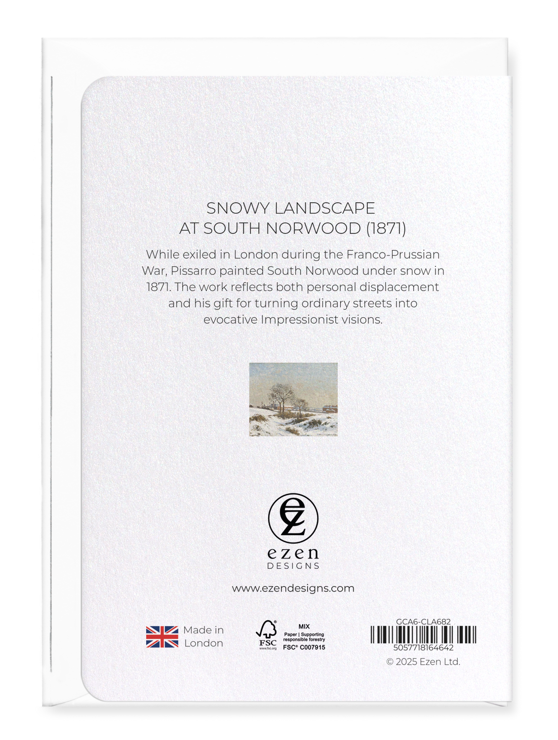 Ezen Designs - Snowy Landscape at South Norwood (1871) - Greeting Card - Back